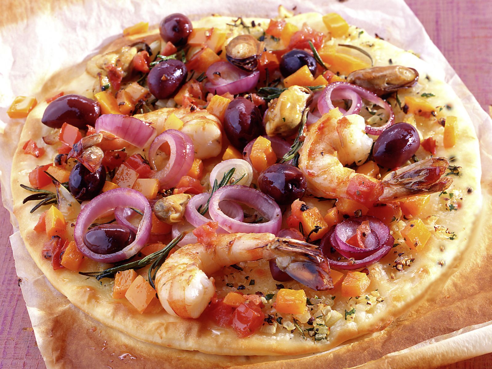 Seafood pizza